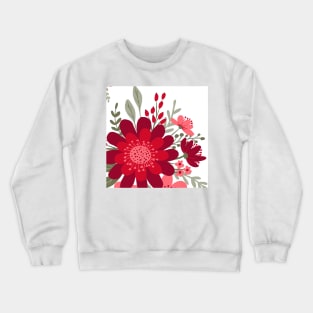 Red Pink Floral Art Crewneck Sweatshirt